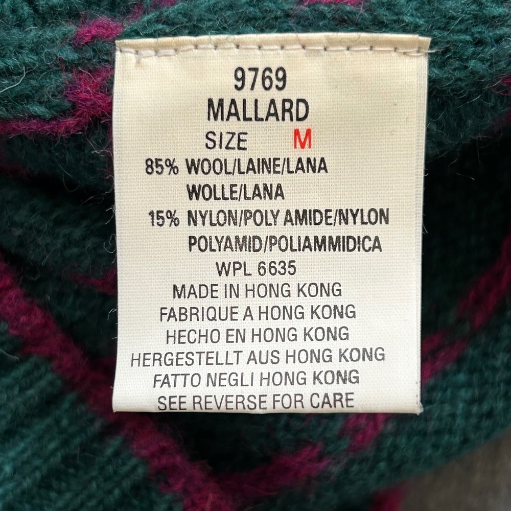 Vintage Woolrich Mallard Cardigan Sweater Womens M Green Wool Hong Kong - Picture 8 of 12